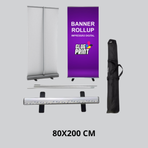 BANNER ROLL UP 80 x 200 cm (com a Lona impressa) Lona 440g 80 x 200 cm    